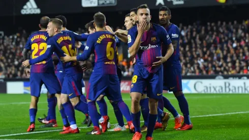Festejo de Jordi Alba en Barcelona ante Valencia