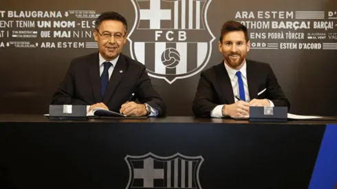 FELICES. Messi y Bartomeu, en la renovación del contrato.