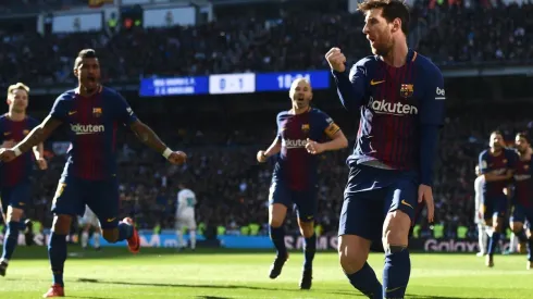 Messi gritando su gol en el Bernabeu.