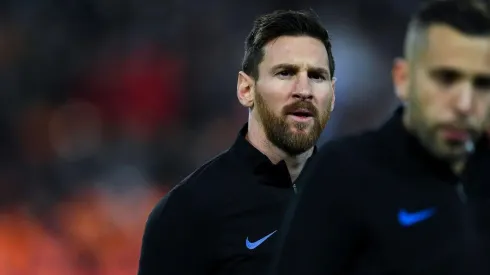 Messi, reconociendo el terreno del Santiago Bernabéu