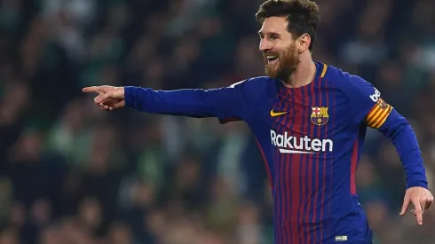 Lionel Messi celebra su gol ante Espanyol.