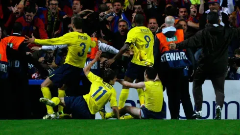 Festejos en el gol de Iniesta a Chelsea en 2009