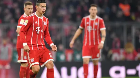 James Rodríguez con la piel del Bayern Munich