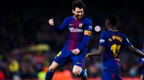 Lionel Messi y su foto festejando.