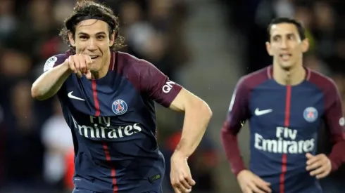 Edinson Cavani celebra un tanto en Paris Saint-Germain.