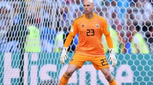 AQUÍ ESTÁ EL UNO. Wilfredo Caballero durante el partido contra Croacia con Argentina.