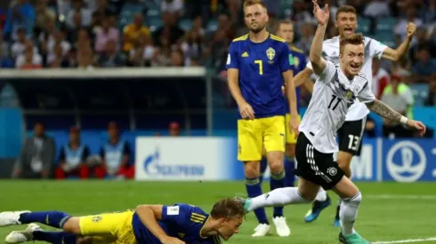 Alemania festeja el tanto del empate.