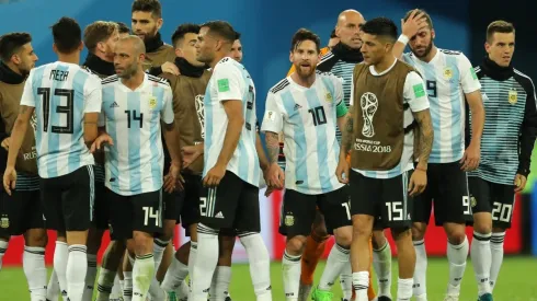 Foto de los jugadores de la Selección Argentina después del partido.