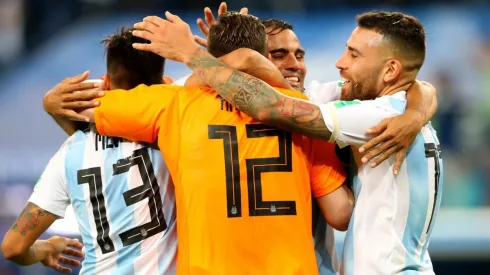 El festejo de los jugadores de Argentina