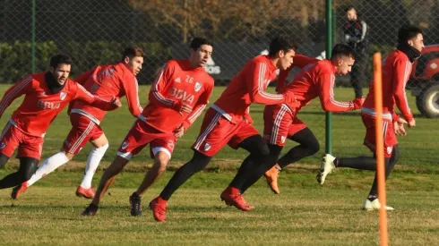 DE PRETEMPORADA. Los jugadores de River en el entrenamiento de hoy.