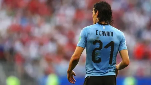 Cavani, con Uruguay, en el Mundial de Rusia.