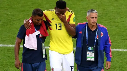 SIN CONSUELO. Las lágrimas de Yerry Mina después de perder contra Inglaterra (Foto: Getty).