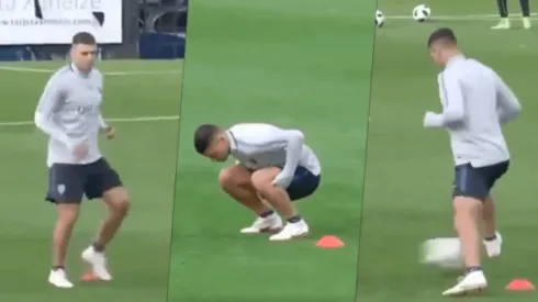 Mauro Zárate en la práctica de Boca.