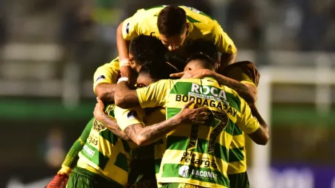 FESTEJA EL HALCÓN. Defensa y Justicia celebra el 2-0 ante El Nacional por la Copa Sudamericana (Foto: Getty).