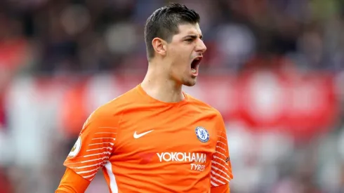 GRITO BELGA. Thibaut Courtois en uno de sus últimos partidos con Chelsea (Foto: Getty).