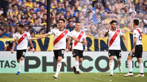 Foto de los jugadores de River celebrando en el Monumental.