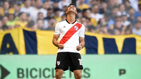 FESTEJA EL DIEZ. Gonzalo Martínez celebra el 1-0 de River ante Boca en La Bombonera (Foto: Getty).