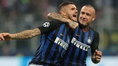 Mauro Icardi festejando el gol de Inter.