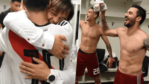 Foto de los festejos en el vestuario.