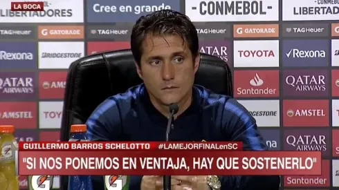 Guillermo Barros Schelotto en conferencia de prensa.