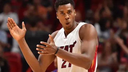 NBA: Phoenix Suns at Miami Heat - Mar 21, 2017; Miami, FL, USA; Miami Heat center Hassan Whiteside (21) reacts after being fouled and making the shot against the Phoenix Suns during the second half at American Airlines Arena. The Miami Heat defeat the Phoenix Suns 112-97. Mandatory Credit: Jasen Vinlove-USA TODAY Sports