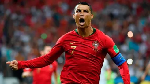 Cristiano celebra su gol ante España en el Mundial.