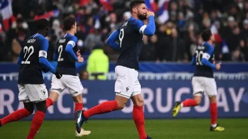 Olivier Giroud festeja ante Uruguay.