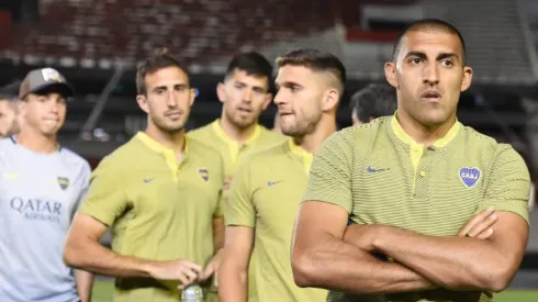 Los jugadores de Boca en El Monumental.