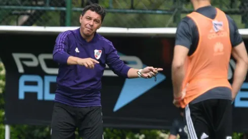 Marcelo Gallardo en el entrenamiento de River.