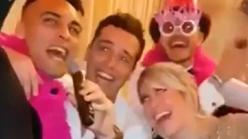 Wanda, Mauro y Lautaro festejando en el cumpleaños.
