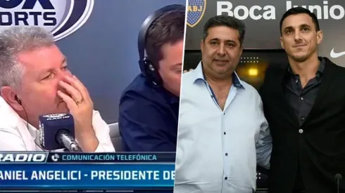 Angelici junto a Burdisso en conferencia.