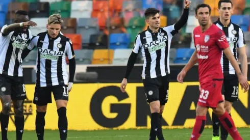 Udinese celebra el gol de Pussetto.
