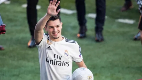 Brahim Díaz en su presentación con el Real Madrid