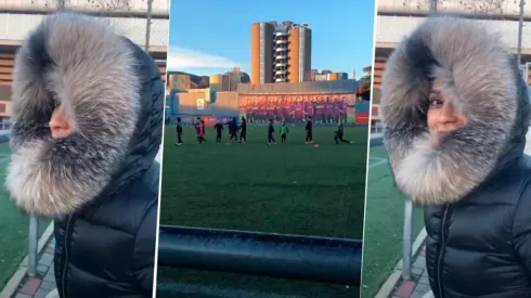 Messi fue con Antonella a ver a sus hijos jugar en el Barcelona y filmó como hace ella para sobrevivir al frío