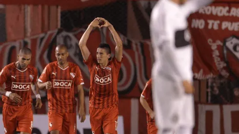 Trejo festeja su gol ante Olimpia en la Sudamericana 2015.