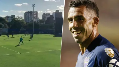 A Alfaro le encanta esto: el golazo de Tevez en el entrenamiento de Boca