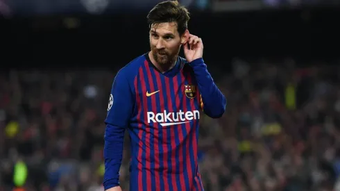 Lionel Messi en un duelo de Champions.