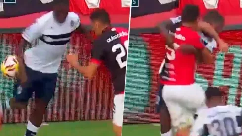 Hurtado tiró una de Ronaldinho y se comió un codazo hermoso