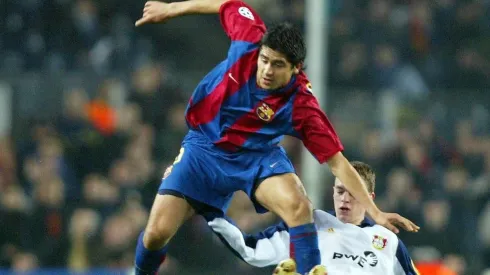 Juan Román Riquelme jugando en Barcelona.