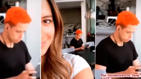 Chicharito estaba muy concentrado y Sarah Kohan aprovechó para trollearlo con un video