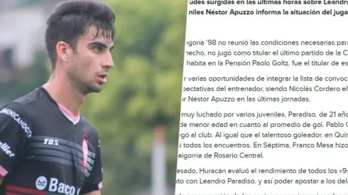 Paradiso y el comunicado de Huracán.