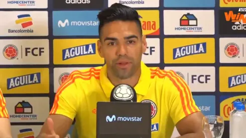 Radamel Falcao en la última conferencia de prensa de la Selección Colombia.
