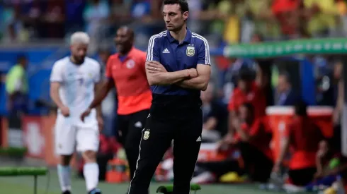 Lionel Scaloni durante el juego ante Colombia.