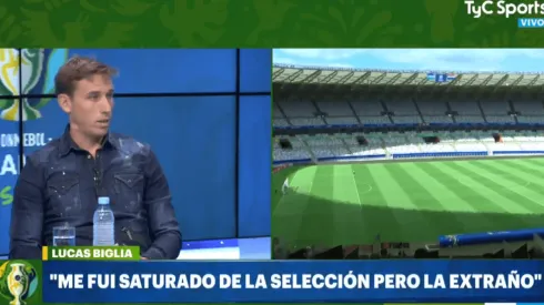 Foto de la entrevista de Lucas Biglia.