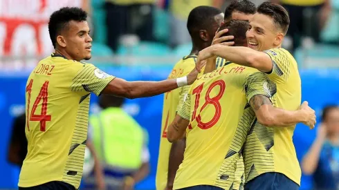 La alegría de los jugadores colombianos.