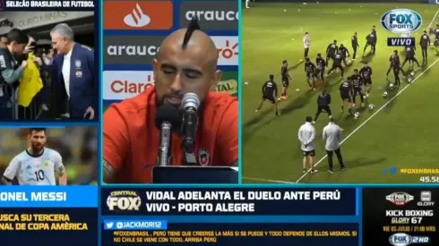 Arturo Vidal en conferencia de prensa.