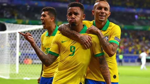 El festejo de los jugadores brasileños.