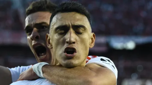 El festejo de Matías Suárez y Rafael Borré.