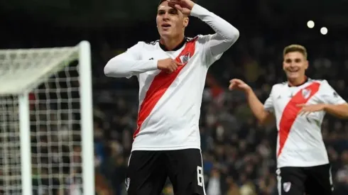 Juan Fernando Quintero celebrando su gol en Madrid.