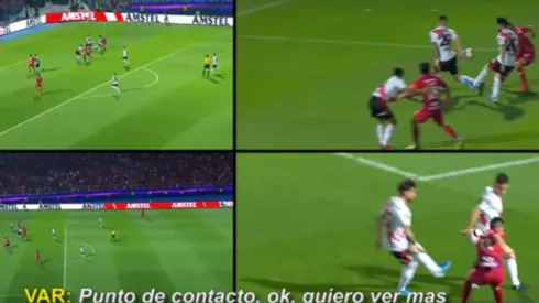 "Pierna, pierna", la revisión del VAR en una supuesta mano de River ante Cerro Porteño